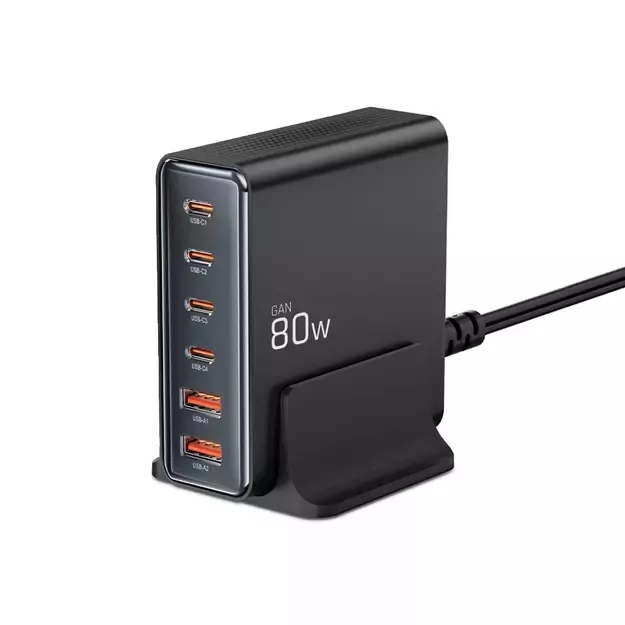 Tech-protect DC80W-GAN 6-PORT PD80W/QC3.0 Charging Station - Black 1