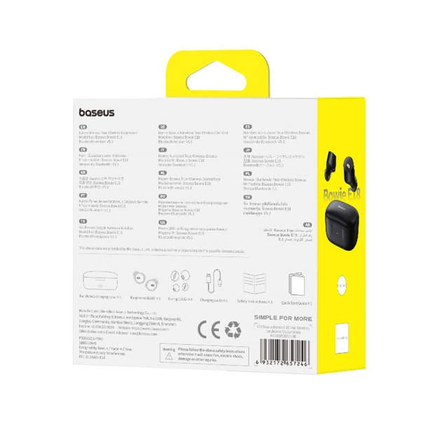Baseus Bowie E18 Wireless TWS ENC IPX4 Earphones - Black 7