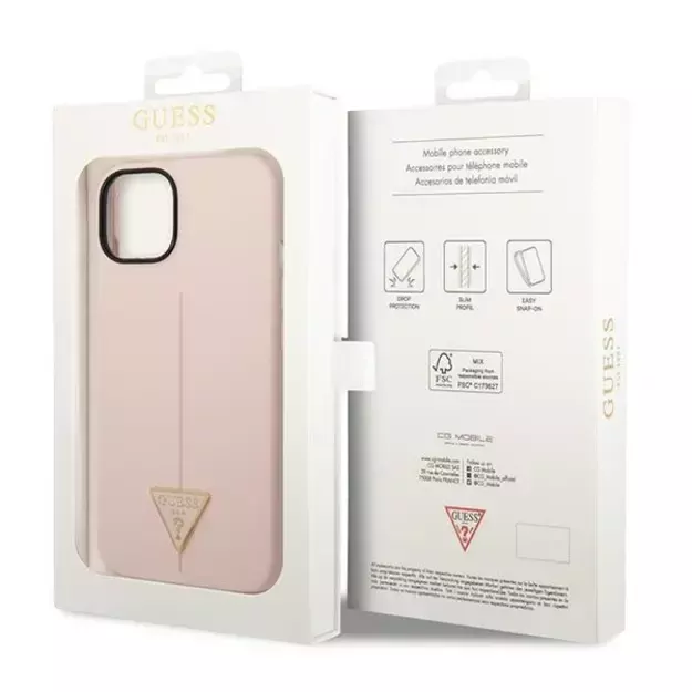 Guess GUHCP14SSLTGP iPhone 14 6.1&quot  pink/pink hardcase Silicone Triangle 7
