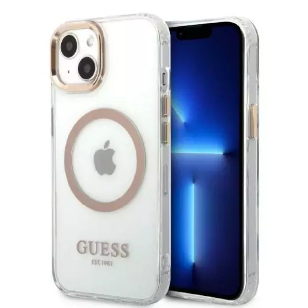 Guess GUHMP13MHTRMD iPhone 13 6.1 &quot gold / gold hard case Metal Outline Magsafe