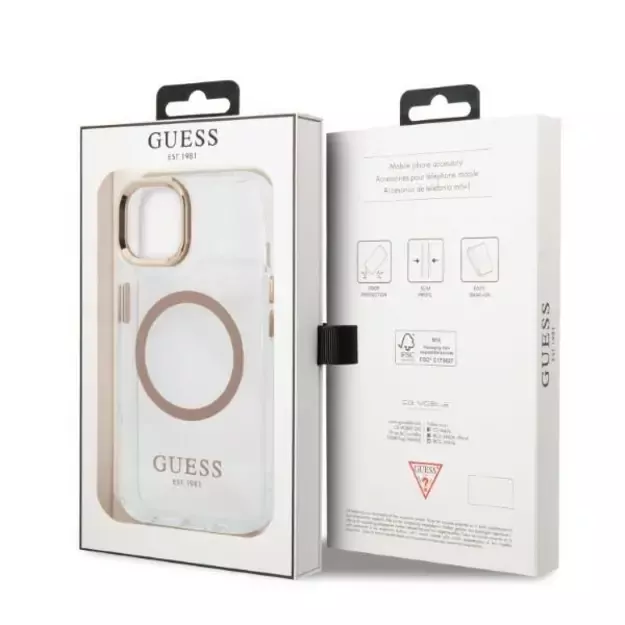 Guess GUHMP13MHTRMD iPhone 13 6.1 &quot gold / gold hard case Metal Outline Magsafe 14