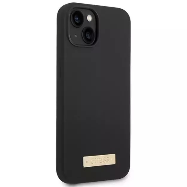 Guess GUHMP14MSBPLK iPhone 14 Plus 6.7&quot  black/black hard case Silicone Logo Plate MagSafe 3