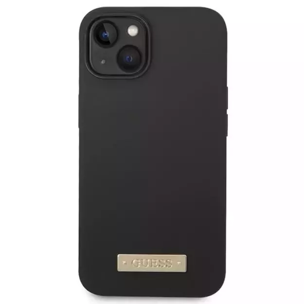 Guess GUHMP14MSBPLK iPhone 14 Plus 6.7&quot  black/black hard case Silicone Logo Plate MagSafe 2