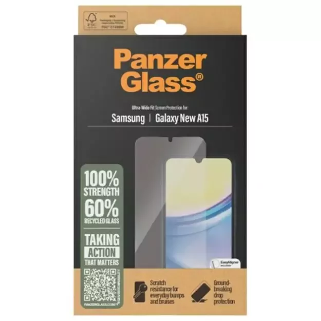 Szkło hartowane PanzerGlass Screen Protection Ultra-Wide Fit na Samsung Galaxy A16 / A16 5G 3