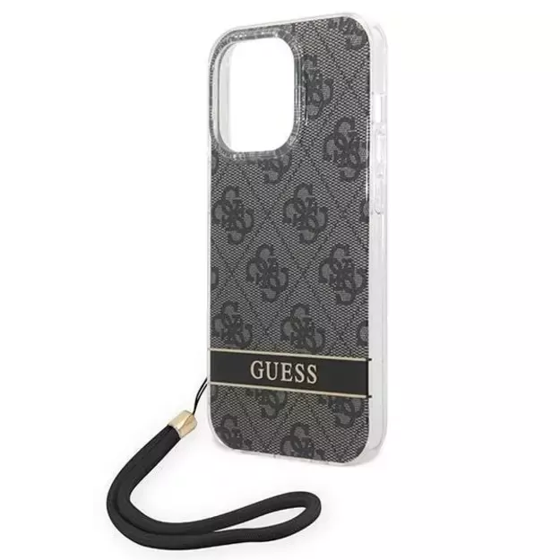 Guess GUOHCP14LH4STK iPhone 14 Pro 6.1 &quot black / black hardcase 4G Print Strap 4