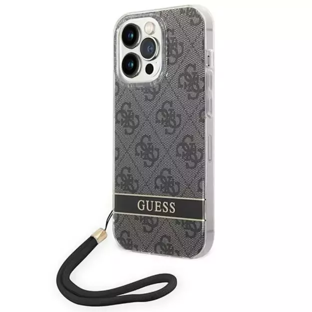 Guess GUOHCP14LH4STK iPhone 14 Pro 6.1 &quot black / black hardcase 4G Print Strap