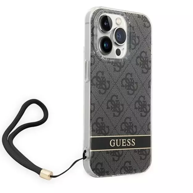 Guess GUOHCP14LH4STK iPhone 14 Pro 6.1 &quot black / black hardcase 4G Print Strap 2