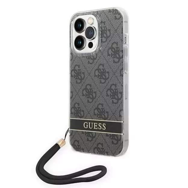 Guess GUOHCP14XH4STK iPhone 14 Pro Max 6.7&quot  black/black hardcase 4G Print Strap