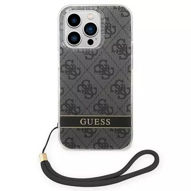 Guess GUOHCP14XH4STK iPhone 14 Pro Max 6.7&quot  black/black hardcase 4G Print Strap 6