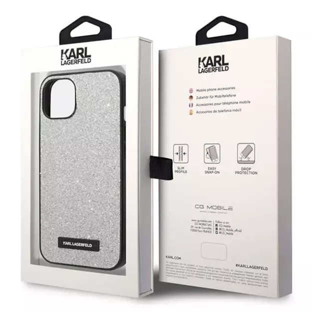 Karl Lagerfeld KLHCP14MG2ELS iPhone 14 Plus 6.7 &quot hardcase silver / silver Glitter Plaque Logo 14