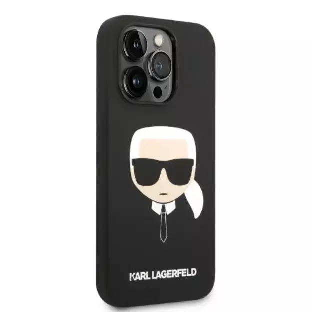 Karl Lagerfeld KLHMP14LSLKHBK iPhone 14 Pro 6.1 &quot hardcase black / black Silicone Karl`s Head Magsafe 10