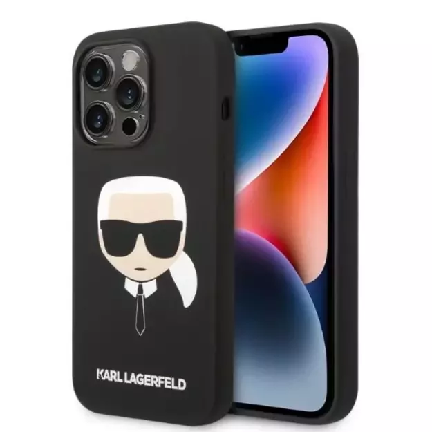 Karl Lagerfeld KLHMP14LSLKHBK iPhone 14 Pro 6.1 &quot hardcase black / black Silicone Karl`s Head Magsafe