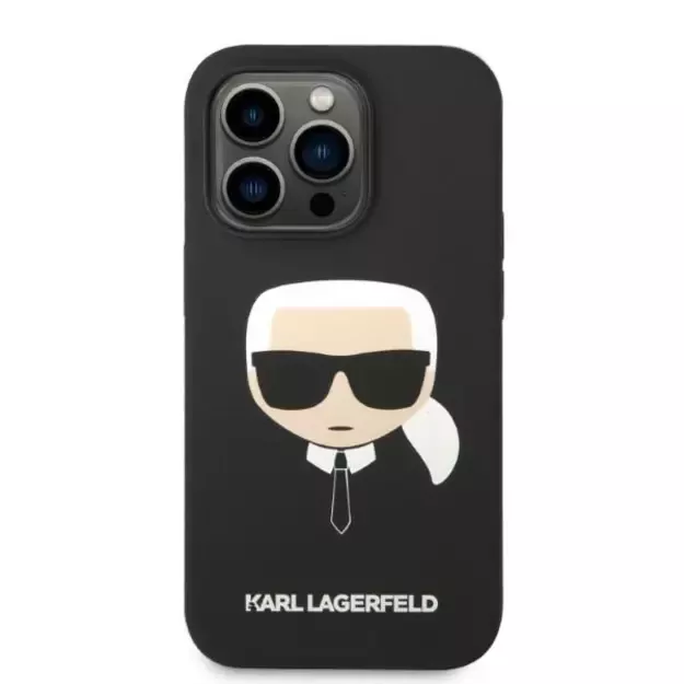 Karl Lagerfeld KLHMP14LSLKHBK iPhone 14 Pro 6.1 &quot hardcase black / black Silicone Karl`s Head Magsafe 9