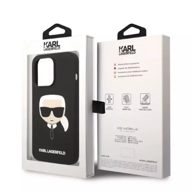 Karl Lagerfeld KLHMP14LSLKHBK iPhone 14 Pro 6.1 &quot hardcase black / black Silicone Karl`s Head Magsafe 14