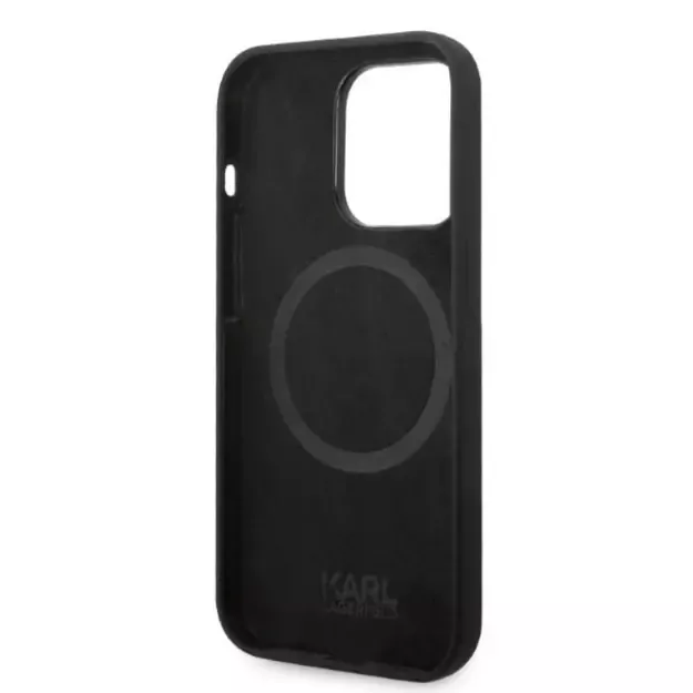 Karl Lagerfeld KLHMP14LSLKHBK iPhone 14 Pro 6.1 &quot hardcase black / black Silicone Karl`s Head Magsafe 13