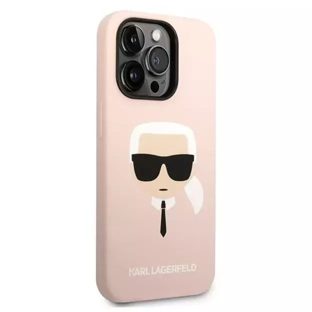 Karl Lagerfeld KLHMP14XSLKHLP iPhone 14 Pro Max 6.7 &quot hardcase light pink / light pink Silicone Karl`s Head Magsafe 3