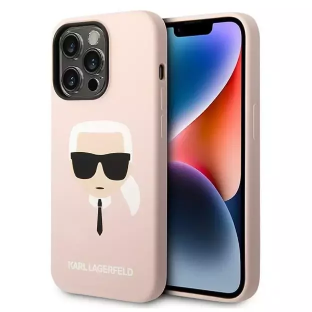 Karl Lagerfeld KLHMP14XSLKHLP iPhone 14 Pro Max 6.7 &quot hardcase light pink / light pink Silicone Karl`s Head Magsafe