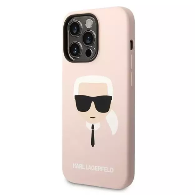 Karl Lagerfeld KLHMP14XSLKHLP iPhone 14 Pro Max 6.7 &quot hardcase light pink / light pink Silicone Karl`s Head Magsafe 1