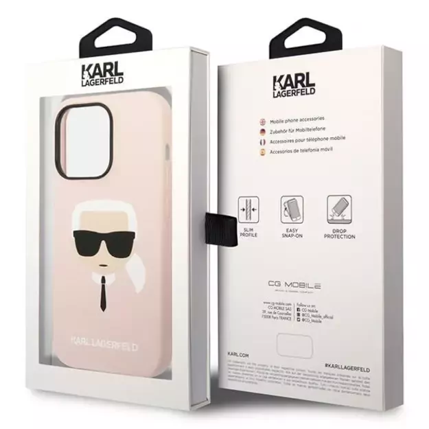 Karl Lagerfeld KLHMP14XSLKHLP iPhone 14 Pro Max 6.7 &quot hardcase light pink / light pink Silicone Karl`s Head Magsafe 7