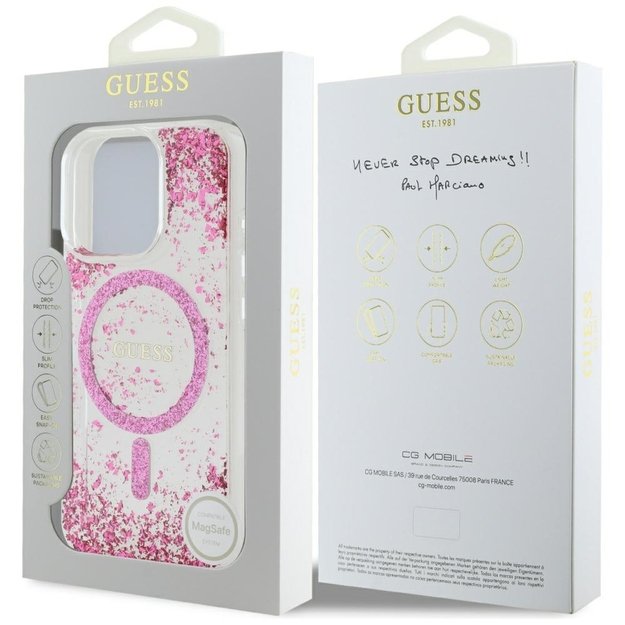 Guess HC Resin Bottom Glitter MagSafe Case for iPhone 16 Pro Max - Pink 7