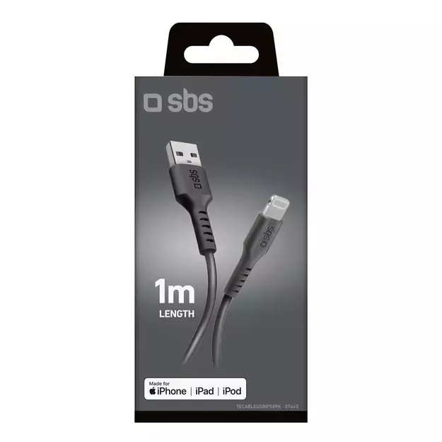 SBS TECABLEUSBIP589K USB-A - Lightning Cable 1m MFi Certified - Black 1