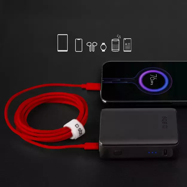 SBS TECABLETISSUETCCR USB-C - USB-C 1.5m 60W Braided Cable - Red 11