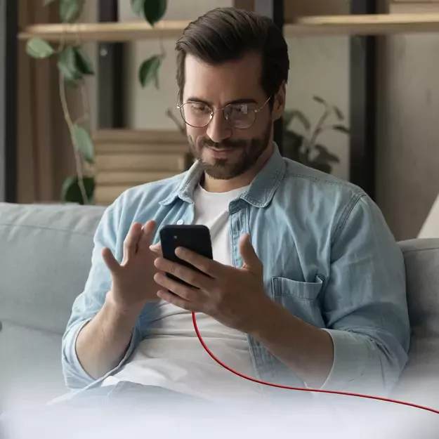 SBS TECABLETISSUETCCR USB-C - USB-C 1.5m 60W Braided Cable - Red 12