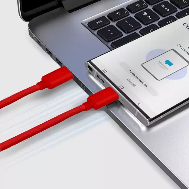 SBS TECABLETISSUETCCR USB-C - USB-C 1.5m 60W Braided Cable - Red 14