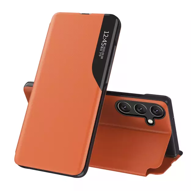 Eco Leather View Case elegant case with flap and stand function for Samsung Galaxy A36 - orange