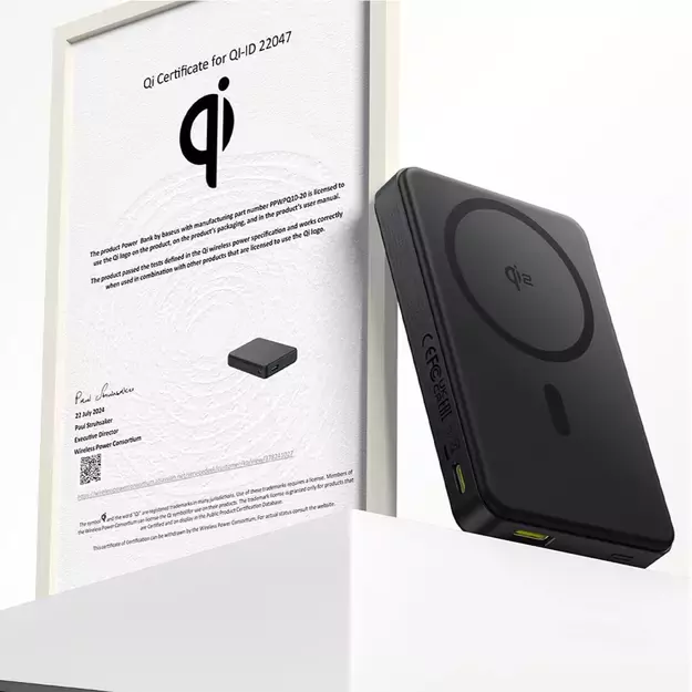 Baseus Airpow II 10000mAh Qi2 Power Bank with MagSafe 22.5W with Baseus Simple Series USB-C Cable - USB-C 20V/3A (30cm) - Black 1