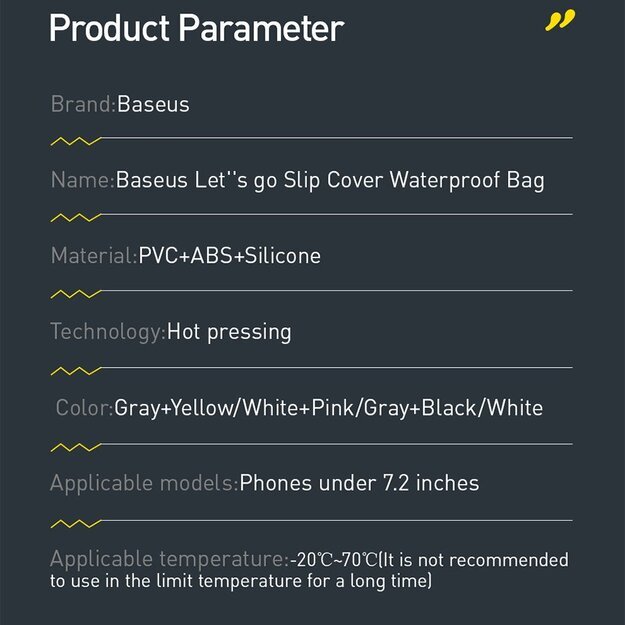 Baseus universal waterproof cover phone case (max 7.2  ) for swimming pool IPX8 white (ACFSD-D02) 17