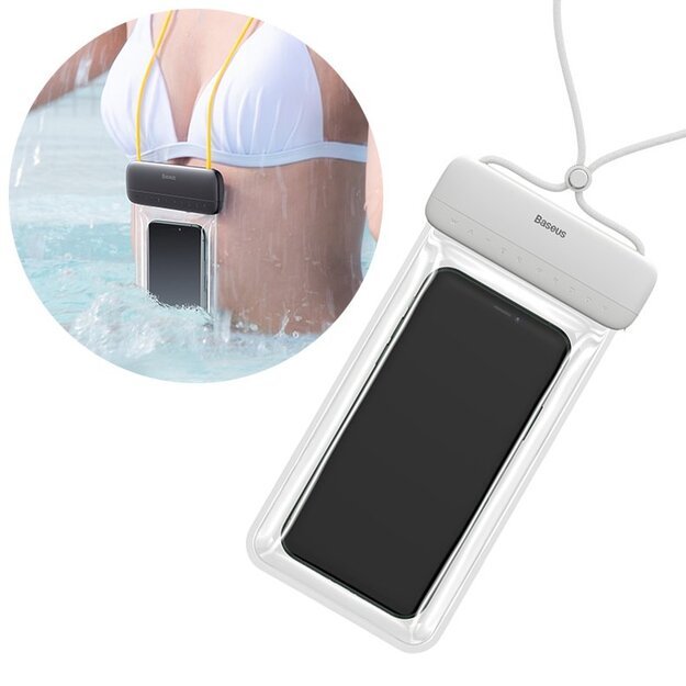Baseus universal waterproof cover phone case (max 7.2  ) for swimming pool IPX8 white (ACFSD-D02)