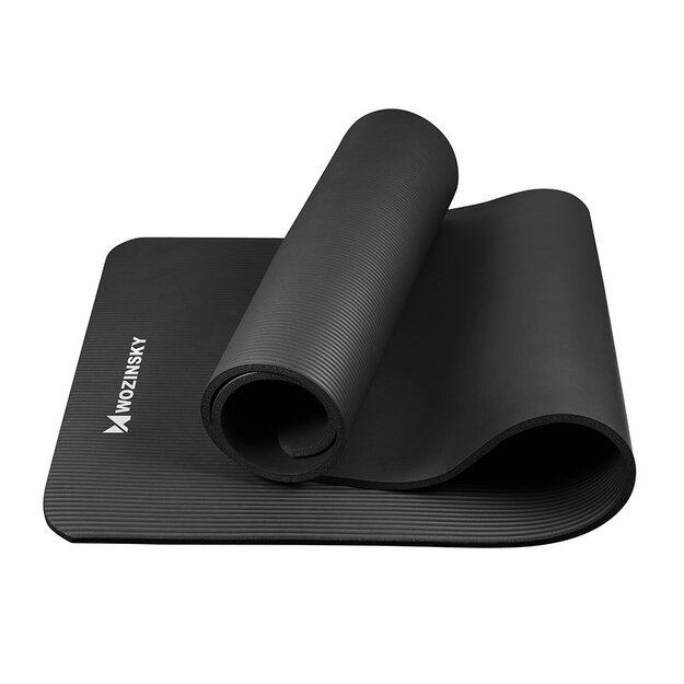 Wozinsky exercise mat 181 x 63 x 0.9 cm thick gymnastic yoga mat black 3