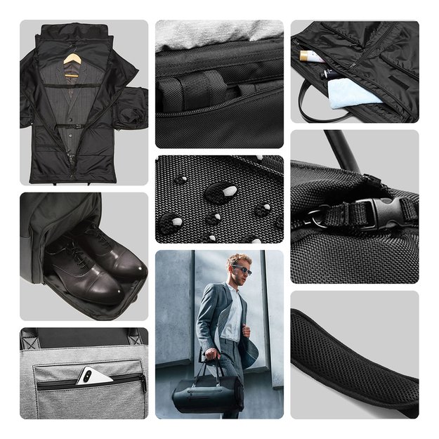 Wozinsky Premium Suit Travel Bag with Wet Pocket (45L) - Black 7