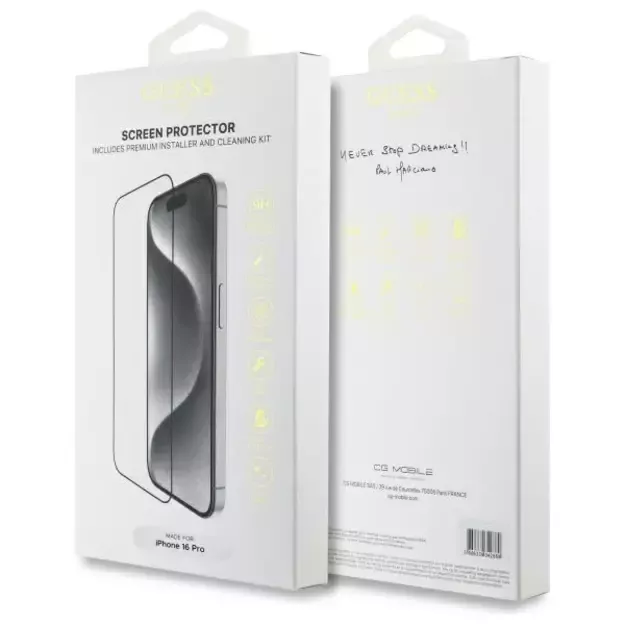 Guess Screen Protector 2.5D Outline Tempered Glass for iPhone 16 Pro 1