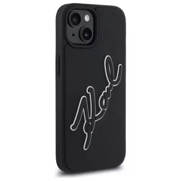 Karl Lagerfeld 3D Rubber Signature iPhone 15 Case - Black 3