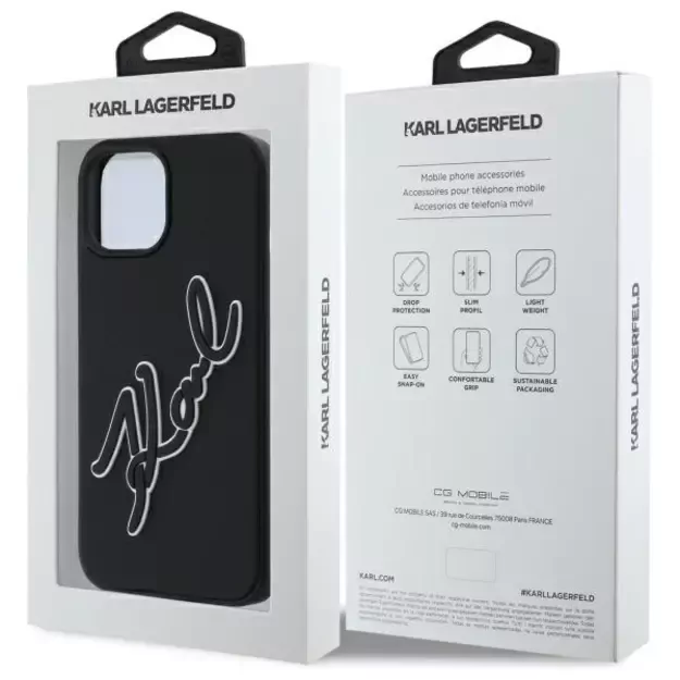 Karl Lagerfeld 3D Rubber Signature iPhone 15 Case - Black 7