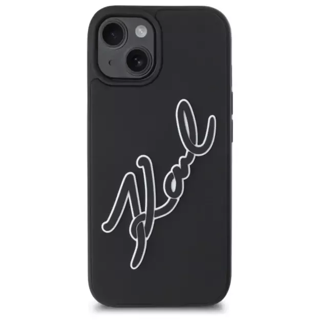 Karl Lagerfeld 3D Rubber Signature iPhone 15 Case - Black 2