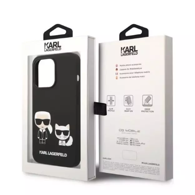 Karl Lagerfeld KLHMP14LSSKCK iPhone 14 Pro 6.1 &quot hardcase black / black Liquid Silicone Karl &amp  Choupette Magsafe 6
