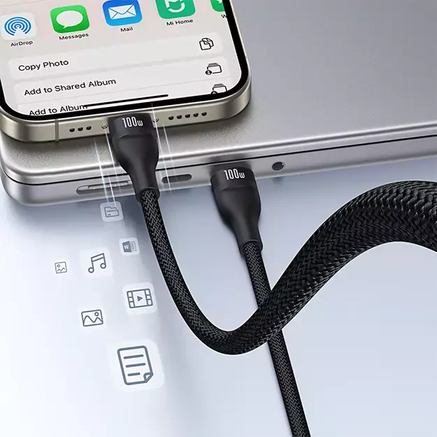Baseus Flash Series 3 3in1 cable 100W USB-C - USB-C+USB-C+ Lightning 1.5m + 3 x 0.25 m - black 9