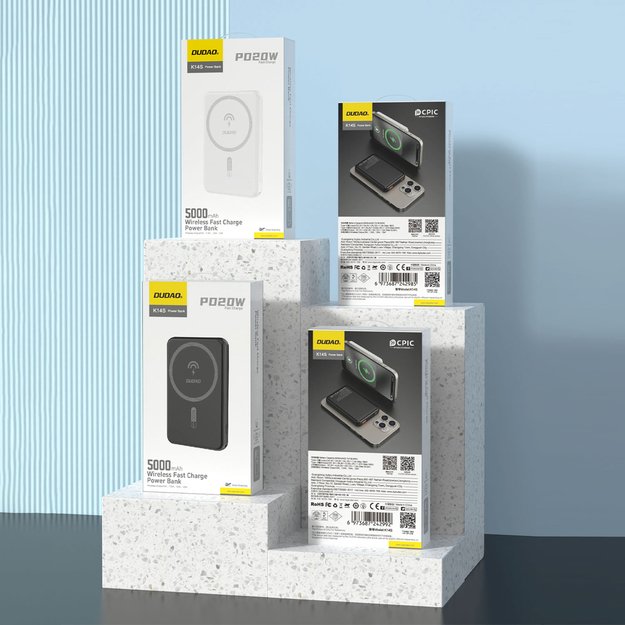 Dudao K14S USB-A / USB-C / MagSafe wireless powerbank 20W 5000mAh - white 5