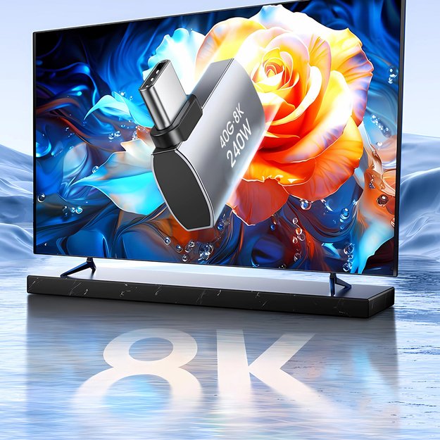 Przejści&oacute;wka kątowa boczna Wozinsky WPKB-01 USB-C - USB-C 40Gb/s 240W 8K OTG - szara 7