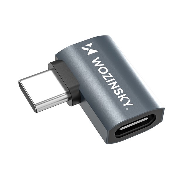 Przejści&oacute;wka kątowa boczna Wozinsky WPKB-01 USB-C - USB-C 40Gb/s 240W 8K OTG - szara