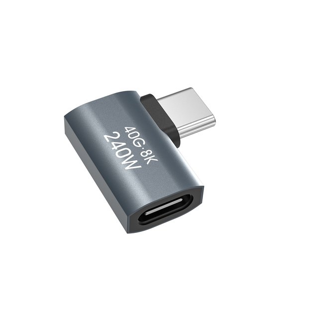 Przejści&oacute;wka kątowa boczna Wozinsky WPKB-01 USB-C - USB-C 40Gb/s 240W 8K OTG - szara 1