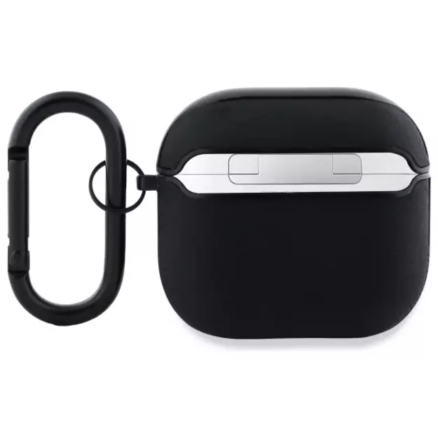 BMW BMA4SSLBK AirPods 4 cover black/black Geniune Leather Silver Logo 1