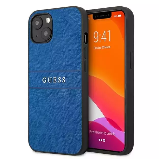 Guess Saffiano Strap Case for iPhone 13 mini 5.4&quot  - Blue