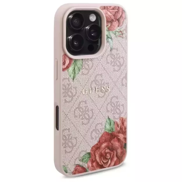 Guess GUHMP16LP4ROPEMCP iPhone 16 Pro 6.3&quot  pink/pink hardcase 4G Flowers Print MagSafe 3