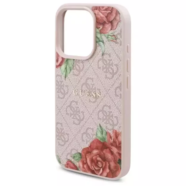 Guess GUHMP16LP4ROPEMCP iPhone 16 Pro 6.3&quot  pink/pink hardcase 4G Flowers Print MagSafe 5