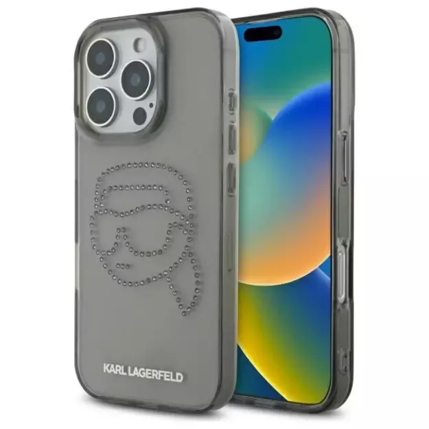 Karl Lagerfeld KLHCP16XHKHDCELK iPhone 16 Pro Max 6.9&quot  black/black hardcase IML Rhinestones Karl Head