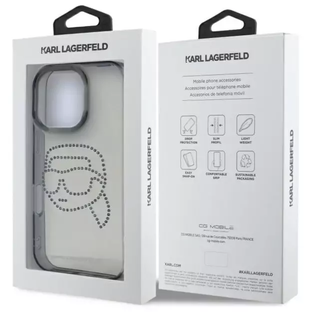 Karl Lagerfeld KLHCP16XHKHDCELK iPhone 16 Pro Max 6.9&quot  black/black hardcase IML Rhinestones Karl Head 7